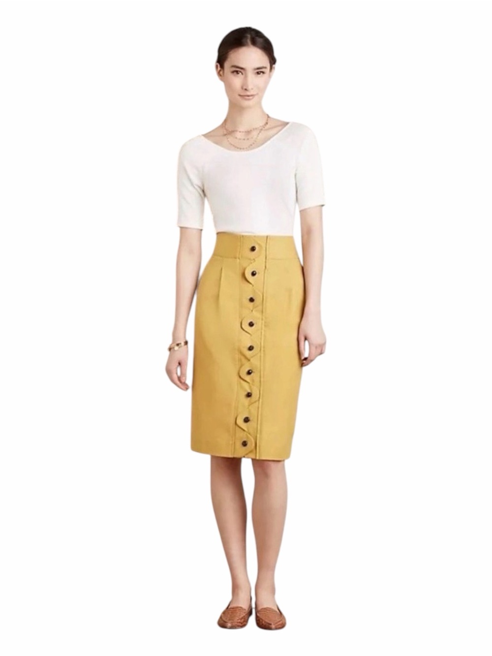 Anthropologie Maeve Ada Button-front Pencil Skirt Size 2 EUC